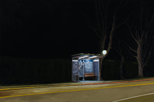 Suburban Bus Stop original Canadian art by Chrystal Phan