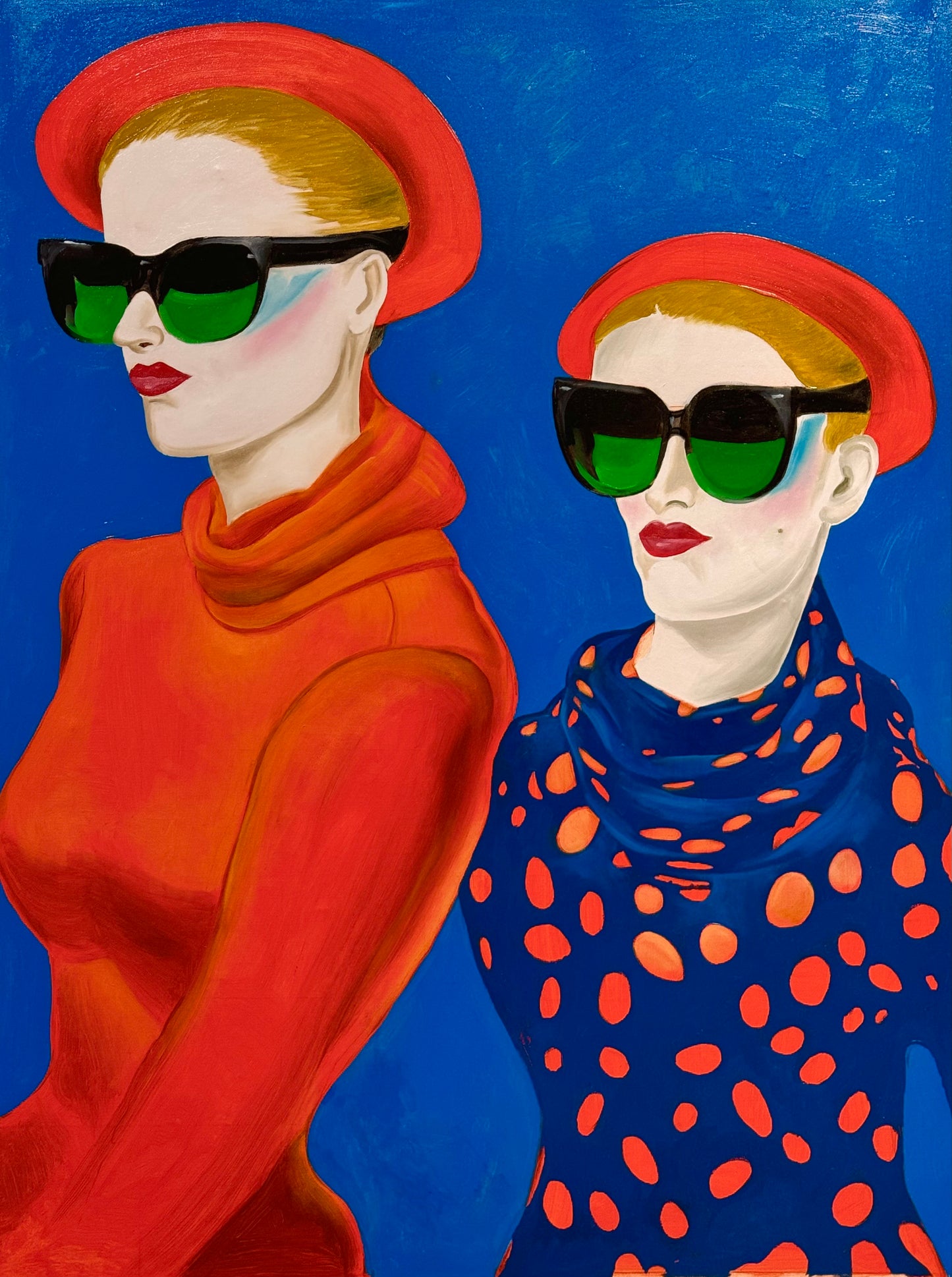 Two Figures, Blue Background